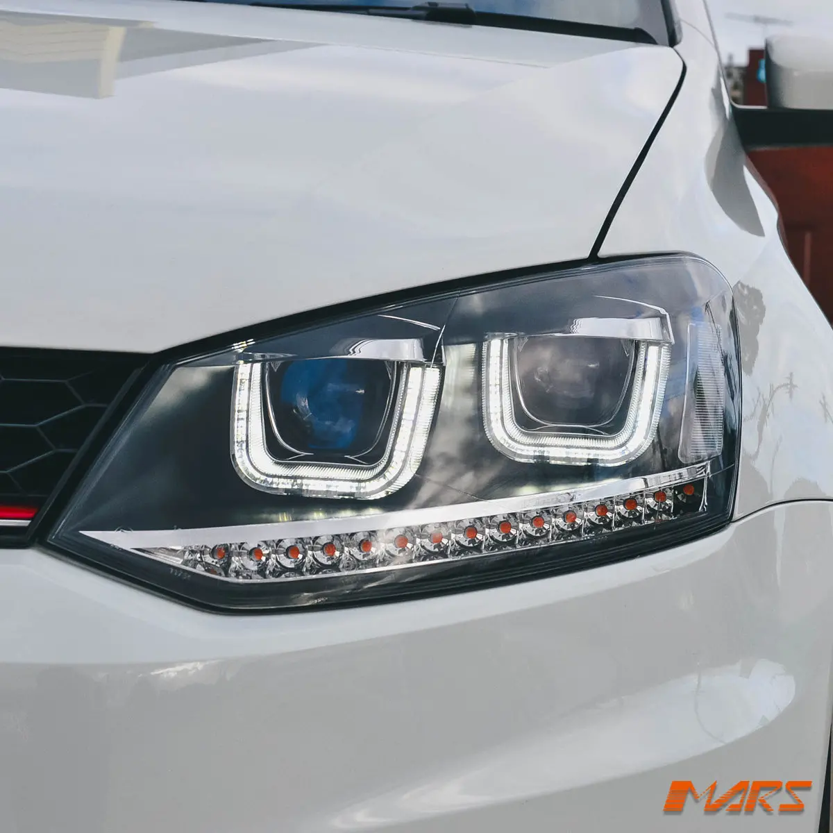 Black R Style Led Drl Projector Head Lights With Sequential Indicators For Volkswagen Vw Polo 6R 2010-2016 1