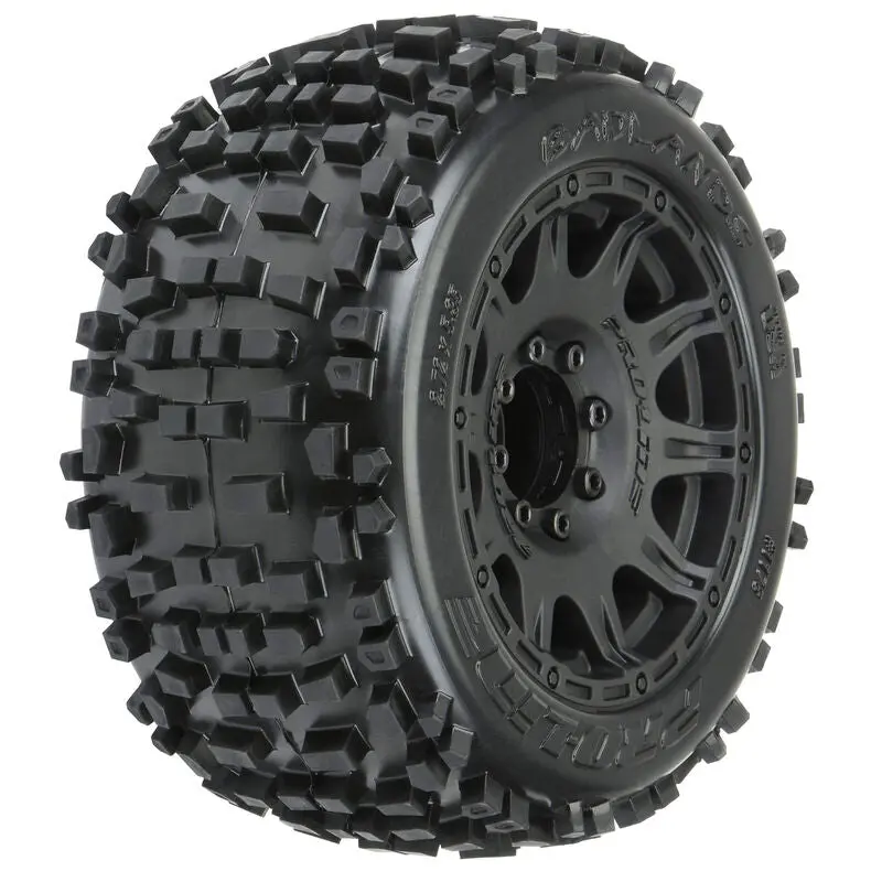 Pro-Line Pro117810 1/8 Badlands F/R 3.8" Mt Tires Mounted 17Mm Black Raid (2) 1