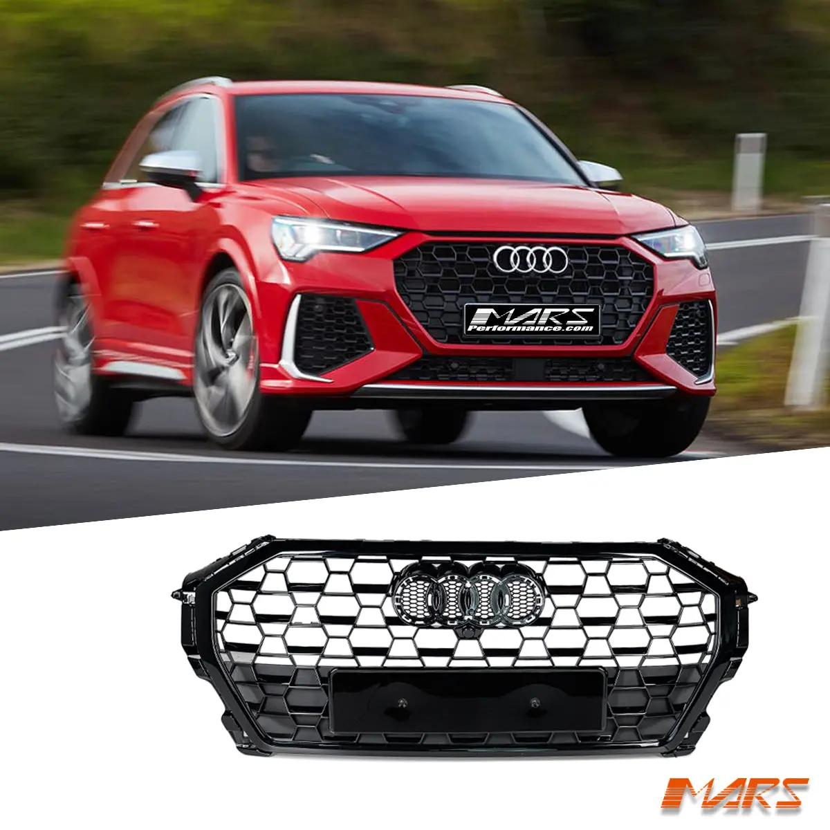 Gloss Black Honeycomb Rs-Q3 Style Front Bumper Bar Grille Grill Bodykit For Audi Q3 F3 2019-2025 1