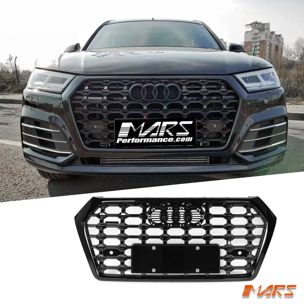 Gloss Black Update Sq5 Style Front Bumper Bar Grille Grill Bodykit For Audi Q5 Fy 2017-2020 1