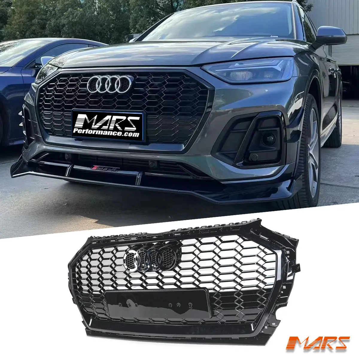 Gloss Black Honeycomb Rs-Q5 Style Front Bumper Bar Grille Grill Bodykit For Audi Q5 Sq5 Fy 2021-2024 1