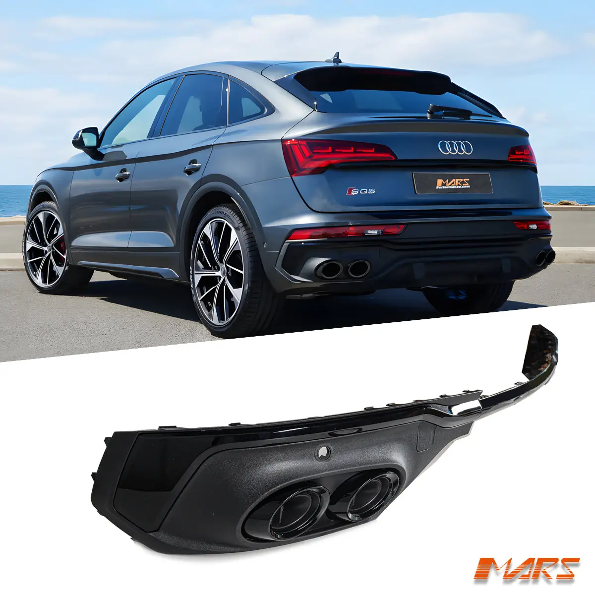 Sq5 Style Rear Bumper Bar Diffuser Bodykit With Exhaust Tips For Audi Q5 Sq5 Fy Sportback 2021-2024 1