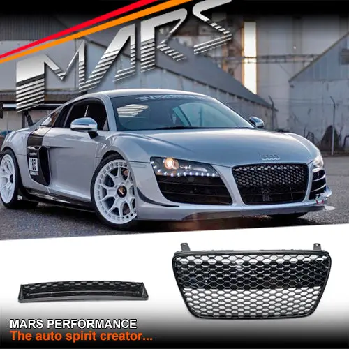 Gloss Black Honeycomb Rs Style Front Bumper Bar Grille Grill Bodykit For Audi R8 2008-2012 1