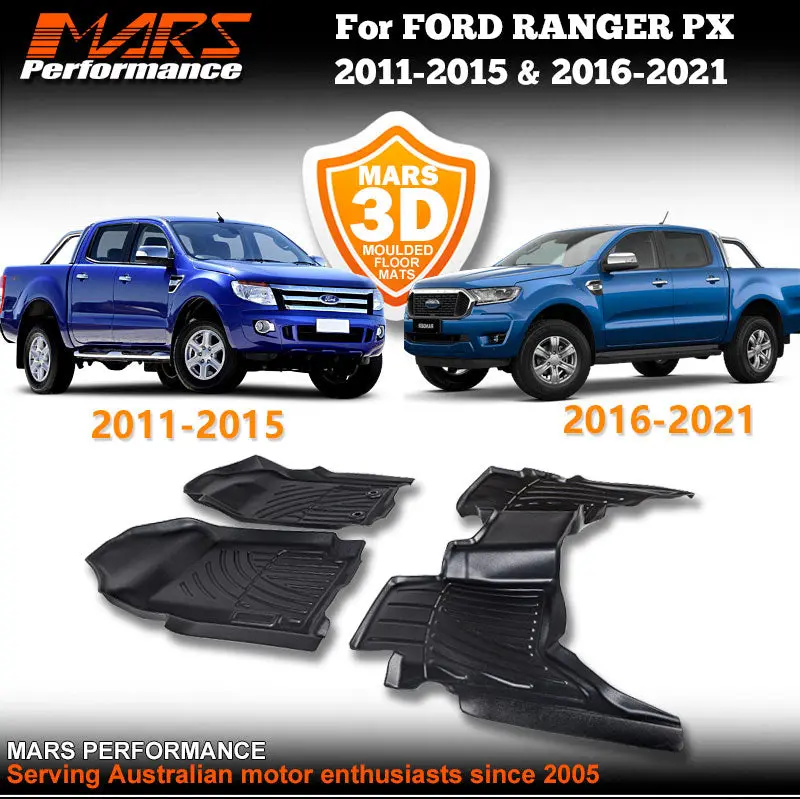 Tpe 3D Moulded Car Floor Mats For Ford Ranger Px Dual Cab 2011-2021 Mk1 Mk2 Mk3 1