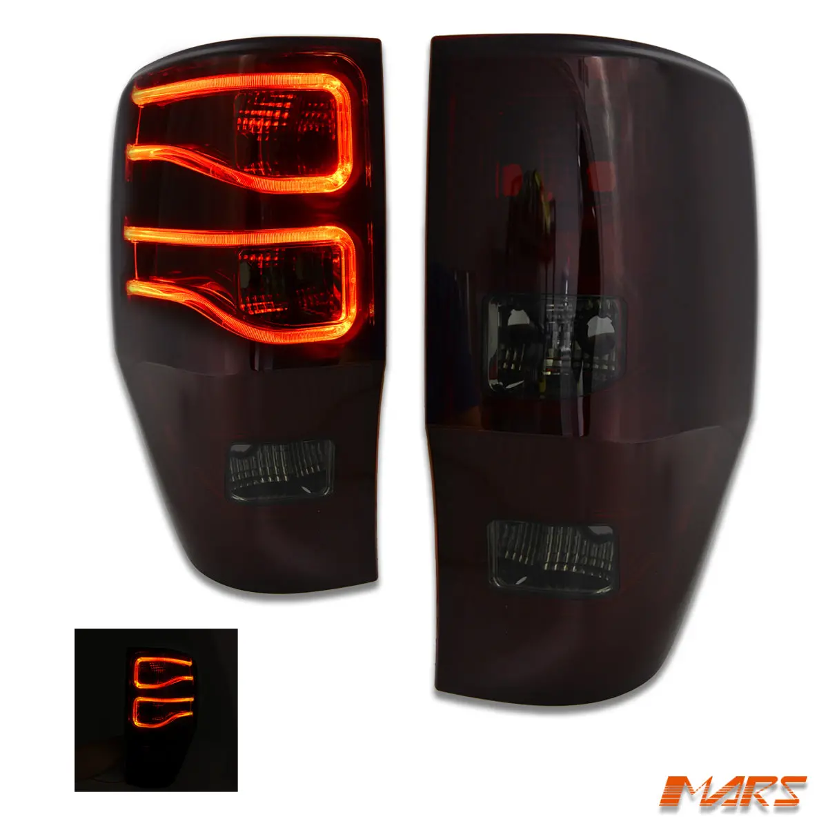 Smoked Red 3D Stripe Bar Led Tail Lights For Ford Ranger Px T6 Mk1 Mk2 Mk3 2011-2021 2