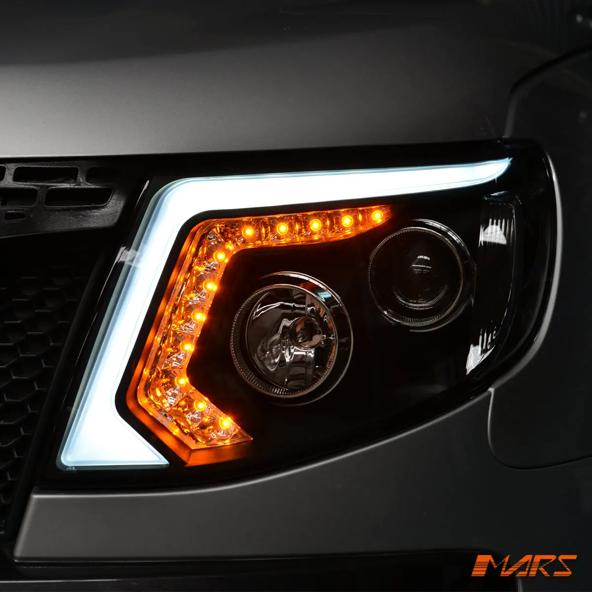 Black Drl Led Projector Head Lights With Sequential Indicators For Ford Ranger Px Mk1 2011-2015 1
