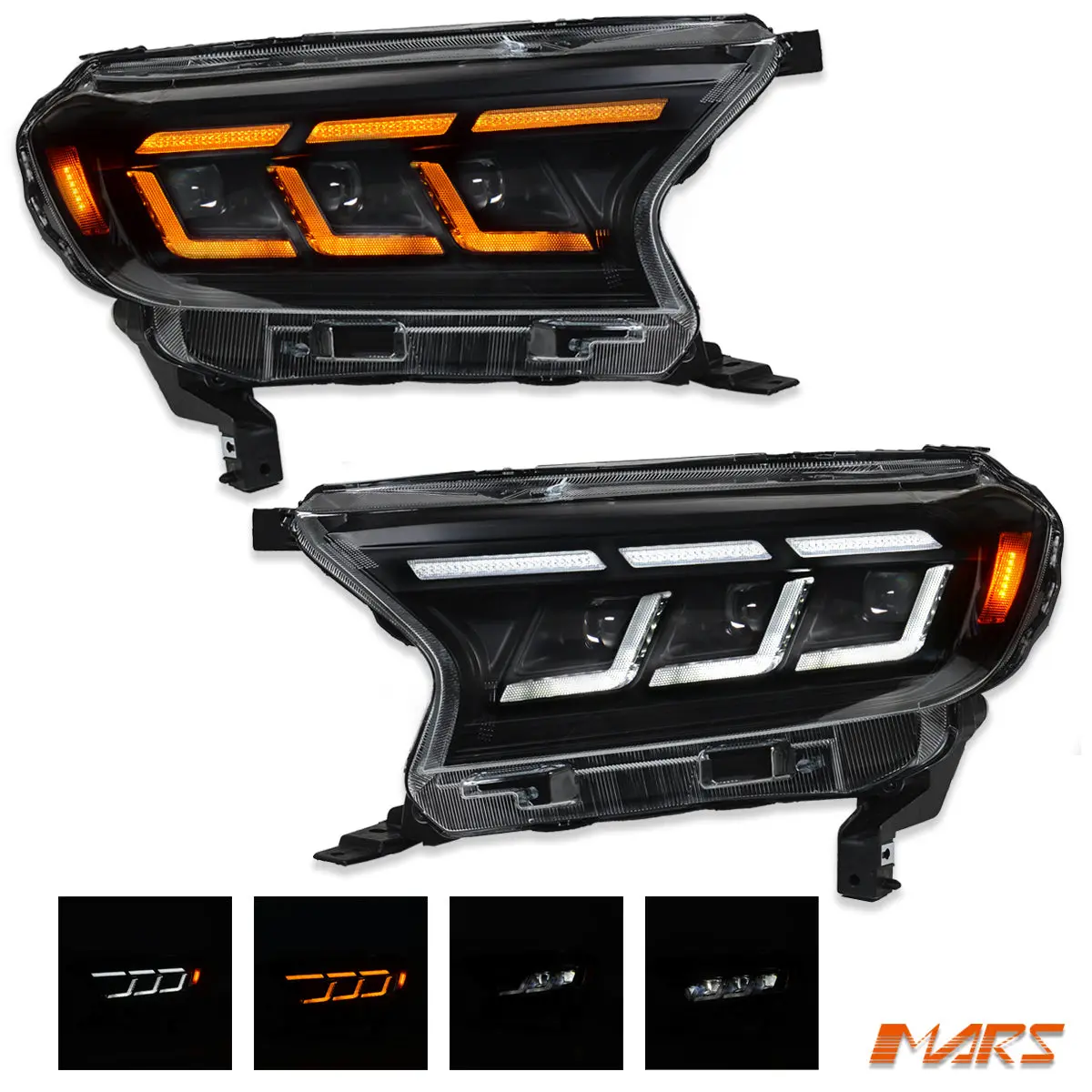Black Full Led Mustang Style Head Lights For Ford Ranger Px2 Px3 & Everest 1