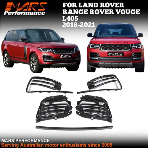 Gloss Black Sva Style Front Bumper Fog Light Trim Moulding Stripes & Grill Bodykit For Land Rover Range Rover Vouge L405 2018-2021 1
