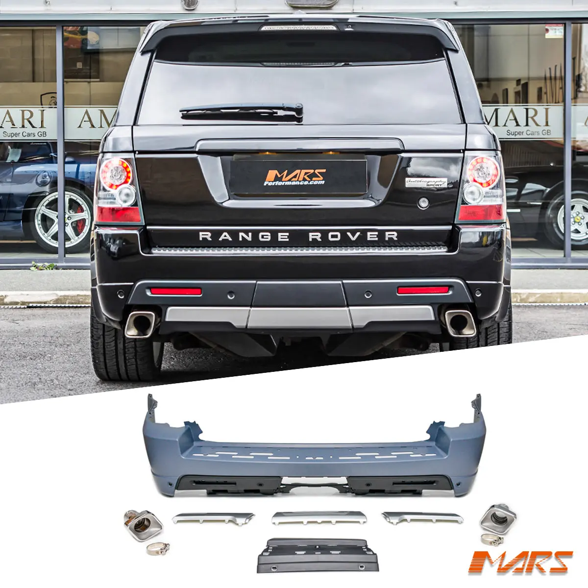 Autobiography Style Rear Bumper Bar Bodykit & Exhaust Tips For Land Rover Range Rover Sport L320 2010-2013 1
