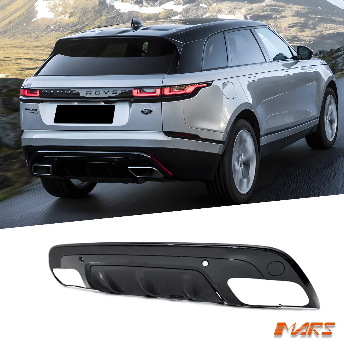 Gloss Black R-Dynamic Style Rear Bumper Bar Diffuser Bodykit For Land Rover Range Rover Velar L560 2017-2025 1