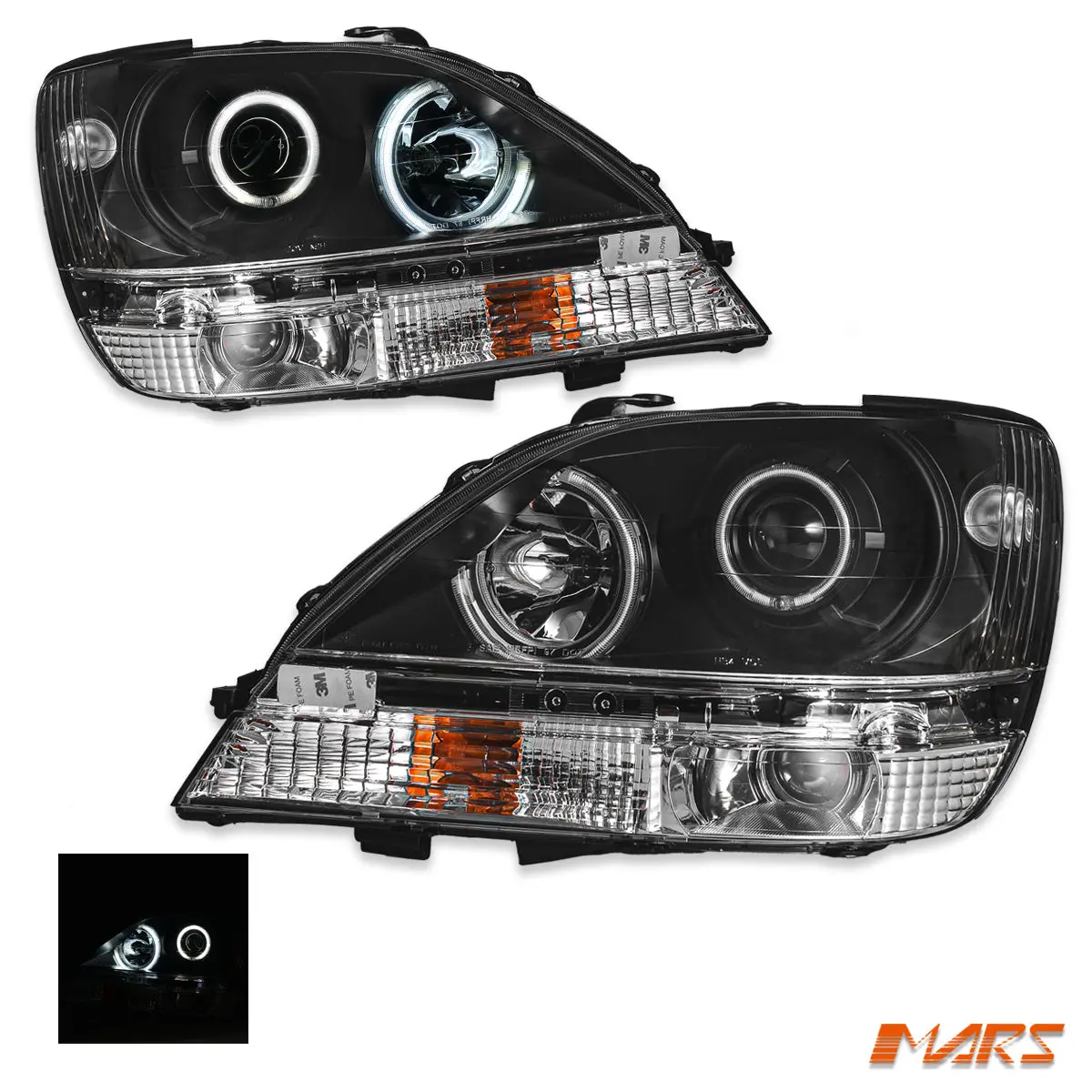 Black Ccfl Angel Eyes Projector Head Lights For Lexus Rx300 Xu10 1999-2003 1
