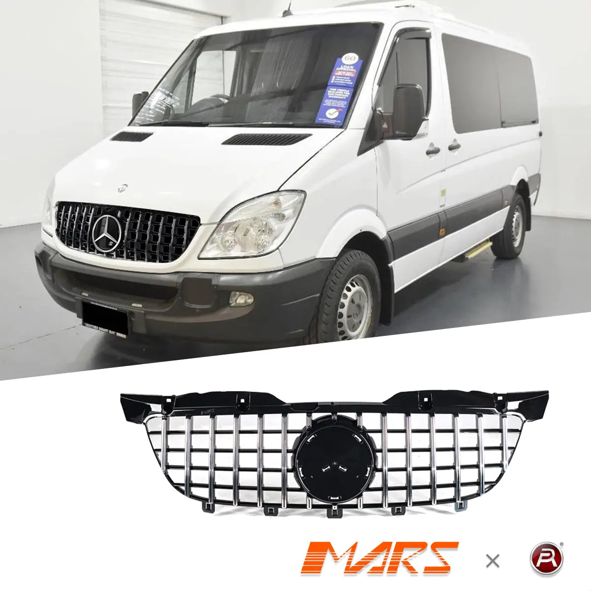 Chrome Black Panamericana Front Bumper Bar Grill Grille Bodykit For Mercedes-Benz Sprinter Ncv3 W906 2006-2013 1