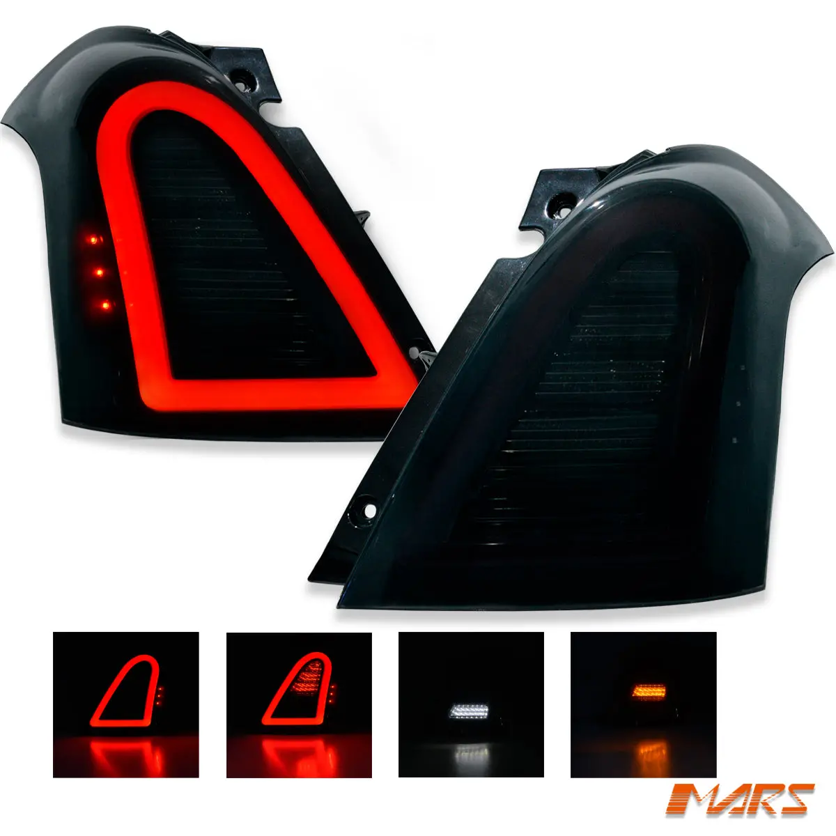 Smoked 3D Stripe Bar Full Led Tail Lights For Suzuki Swift 04-06 07-10 & Sport 1