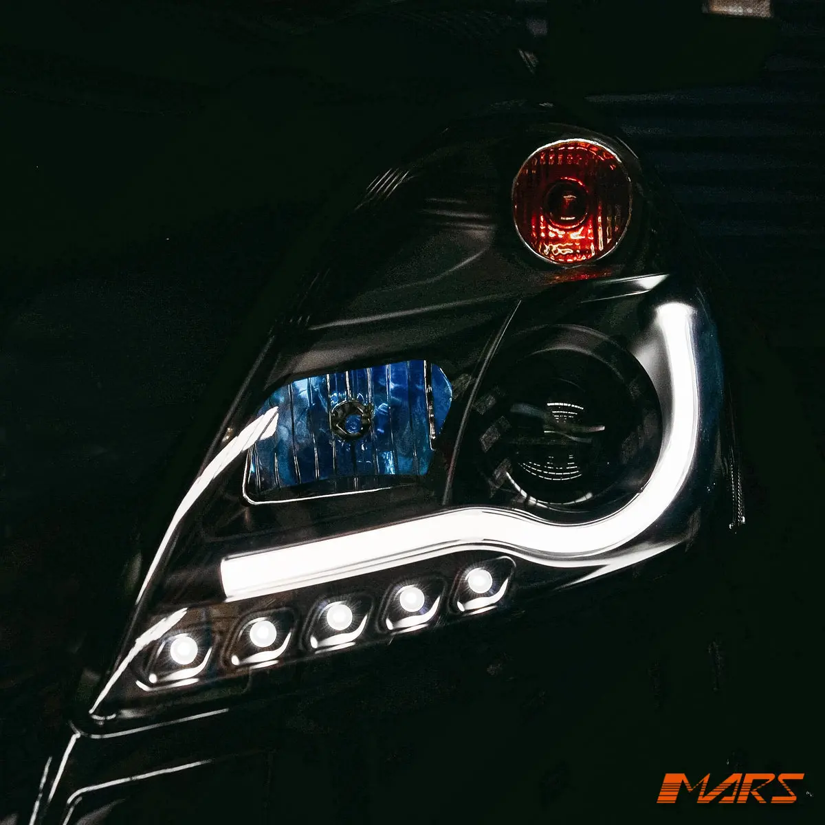 Black Led 3D Stripe Bar Drl Projector Head Lights For Suzuki Swift Fz 2011-2017 1