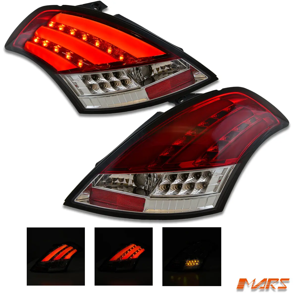 Clear Red Led Tail Lights With Led Indicators For Suzuki Swift Hatch 2011-2017 1