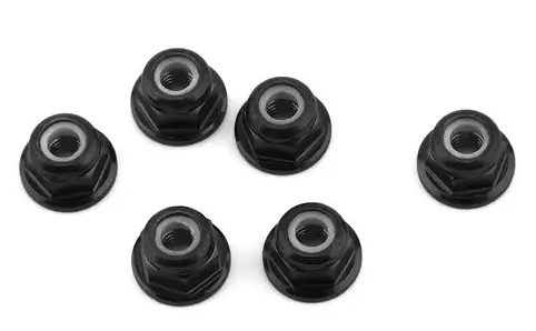 1Up 1Up80504 3Mm Aluminum Flanged Locknuts (Black) (6) 1