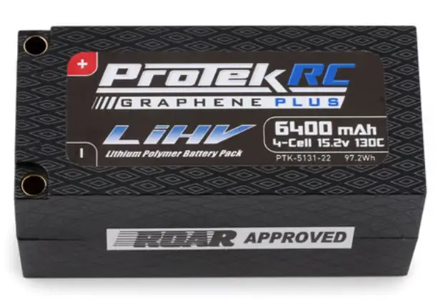Protek Rc 5131-22 4S 130C Low Ir Si-Graphene+ Hv Shorty Lipo Battery (15.2V/6400Mah) W/5Mm Connector (Roar Approved) 1