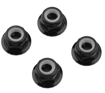 1Up Racing 1Up80502 4Mm Serrated Aluminum Locknuts (Black) (4)  80502 1