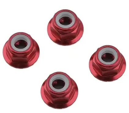 1Up Racing 1Up80532 4Mm Serrated Aluminum Locknuts (Red) (4) 80532 1