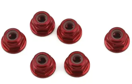 1Up Racing 1Up80534 3Mm Aluminum Flanged Locknuts (Red) (6)  80534 1