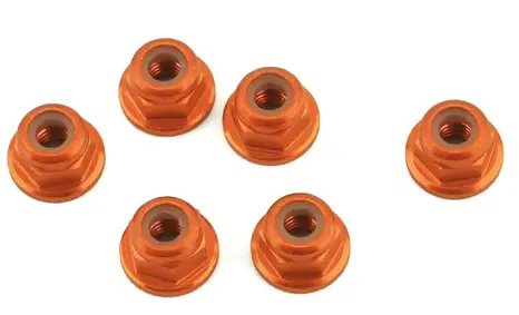 1Up Racing 1Up80554 3Mm Aluminum Flanged Locknuts (Orange) (6)  80554 1
