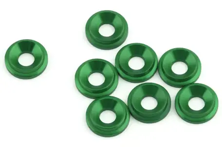 1Up Racing 1Up820809 3Mm Lowpro Countersunk Washers (Green) (8) 820809 1
