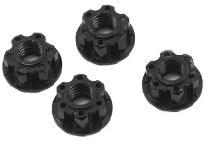 Yeah Racing Yea-Ya-0448Bk 4Mm Aluminum Serrated Wheel Lock Nut (4) (Black) 1