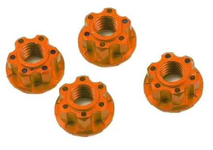 Yeah Racing Yea-Ya-0448Or 4Mm Aluminum Serrated Wheel Lock Nut (4) (Orange) 1