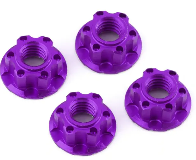 Yeah Racing 4Mm Aluminum Serrated Wheel Lock Nut (4) (Purple) 1