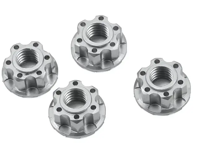 Yeah Racing Yea-Ya-0448Sv 4Mm Aluminum Serrated Wheel Lock Nut (4) (Silver) 1