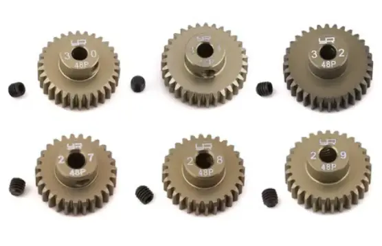 Yeah Racing Yea-Mg-48027-032 Hard Coated 48P Aluminum Pinion Gear Set (27, 28, 29, 30, 31, 32T) (3.17Mm Bore) 1