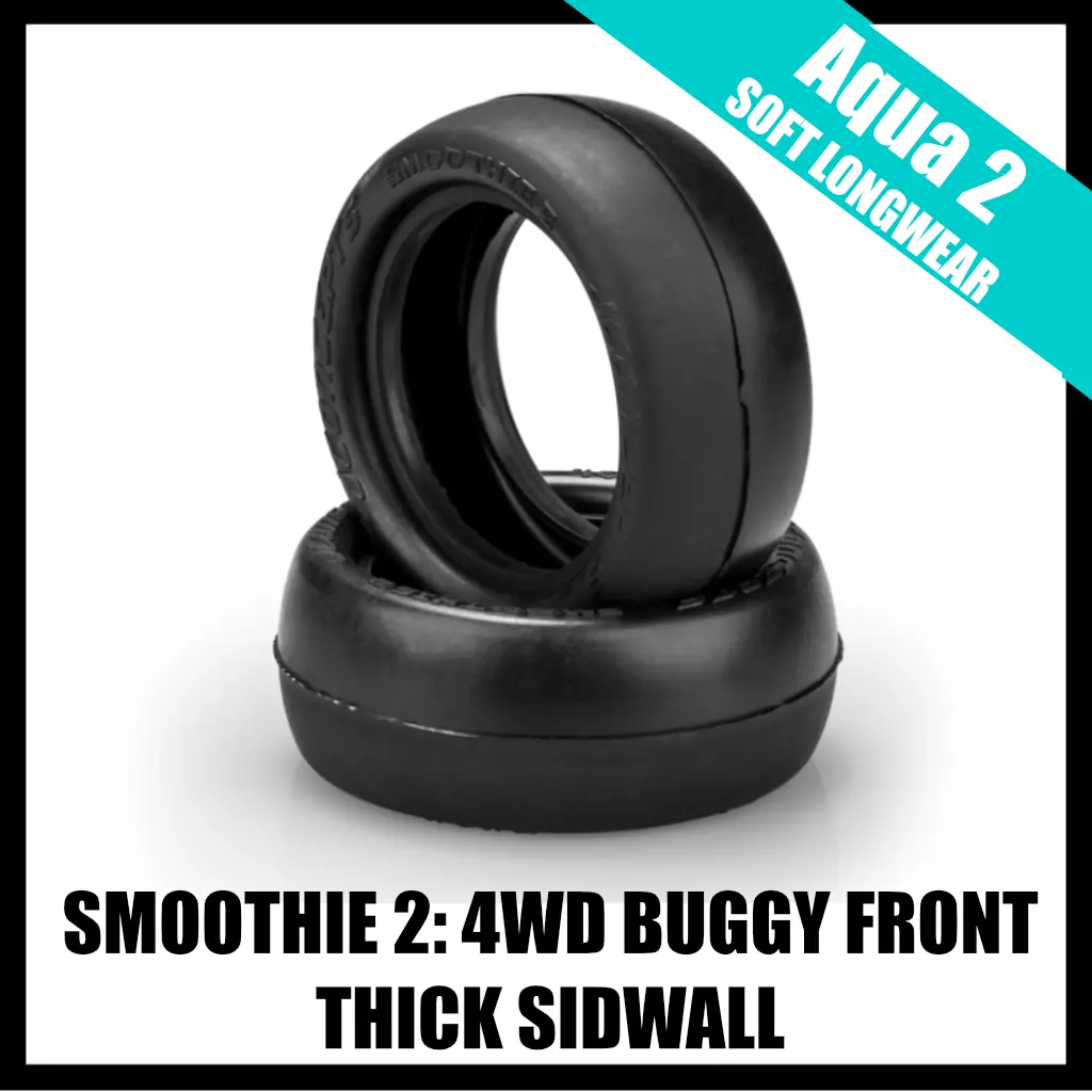 Jconcepts 4048-03 Smoothie 2 *Thick Sidewall* 4Wd Buggy Front Tires (2) (Aqua A2) Soft Dry Groove (Copy) 1