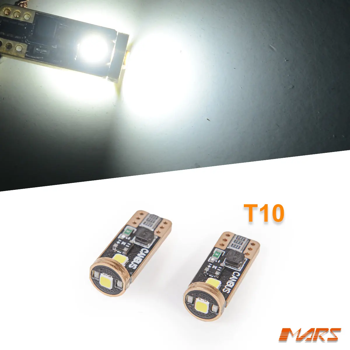 2X Mars Canbus 3 Faces Smd T10 W5w White Light Led Bulbs 1
