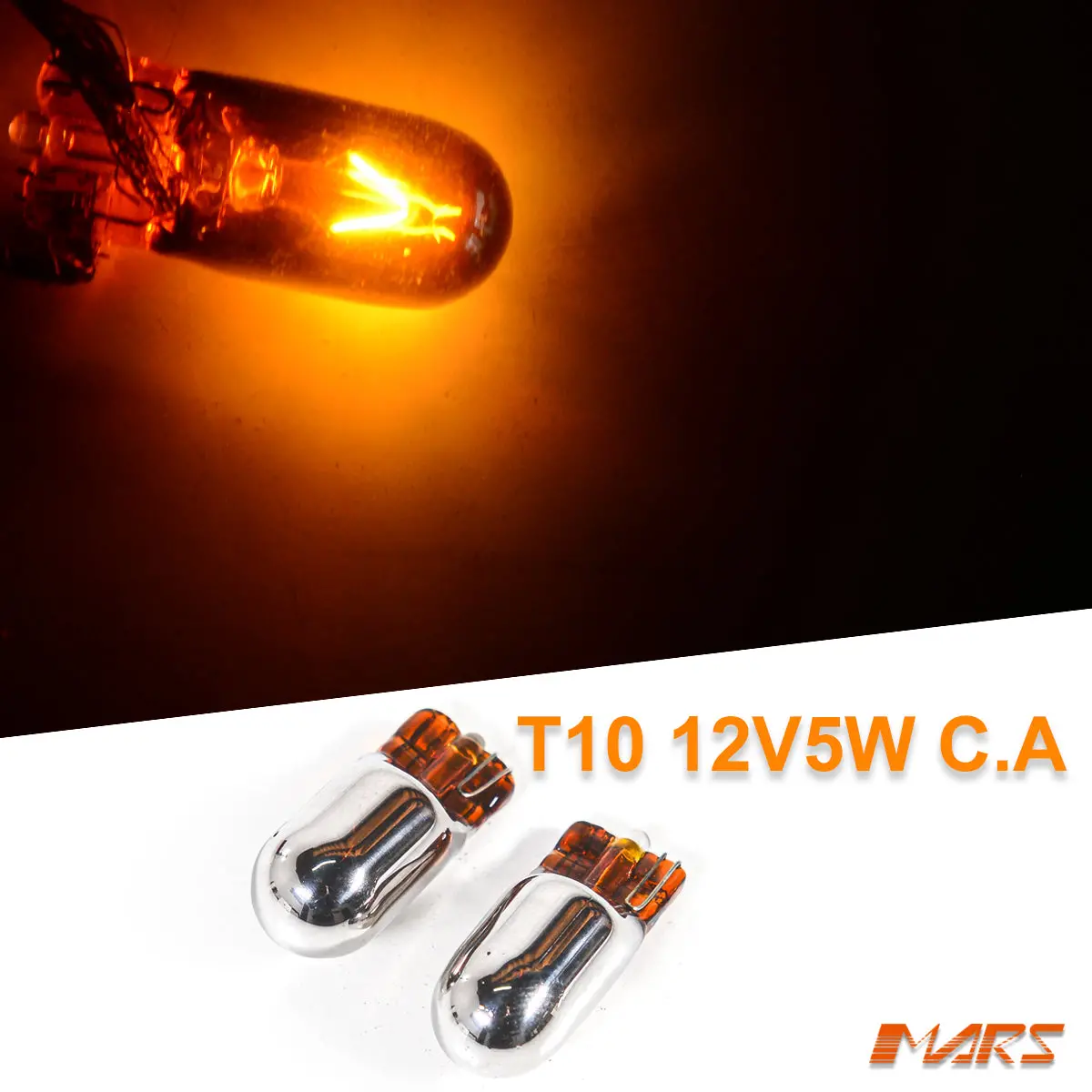 2X Mars Chrome Finish T10 W5w Amber Turn Indicator Signal Light Bulbs 1
