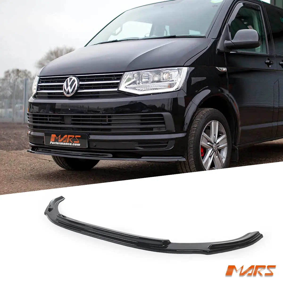 Gloss Black Front Bumper Bar Lip Spoiler Bodykit For Volkswagen Vw Transporter & Multivan T6 1