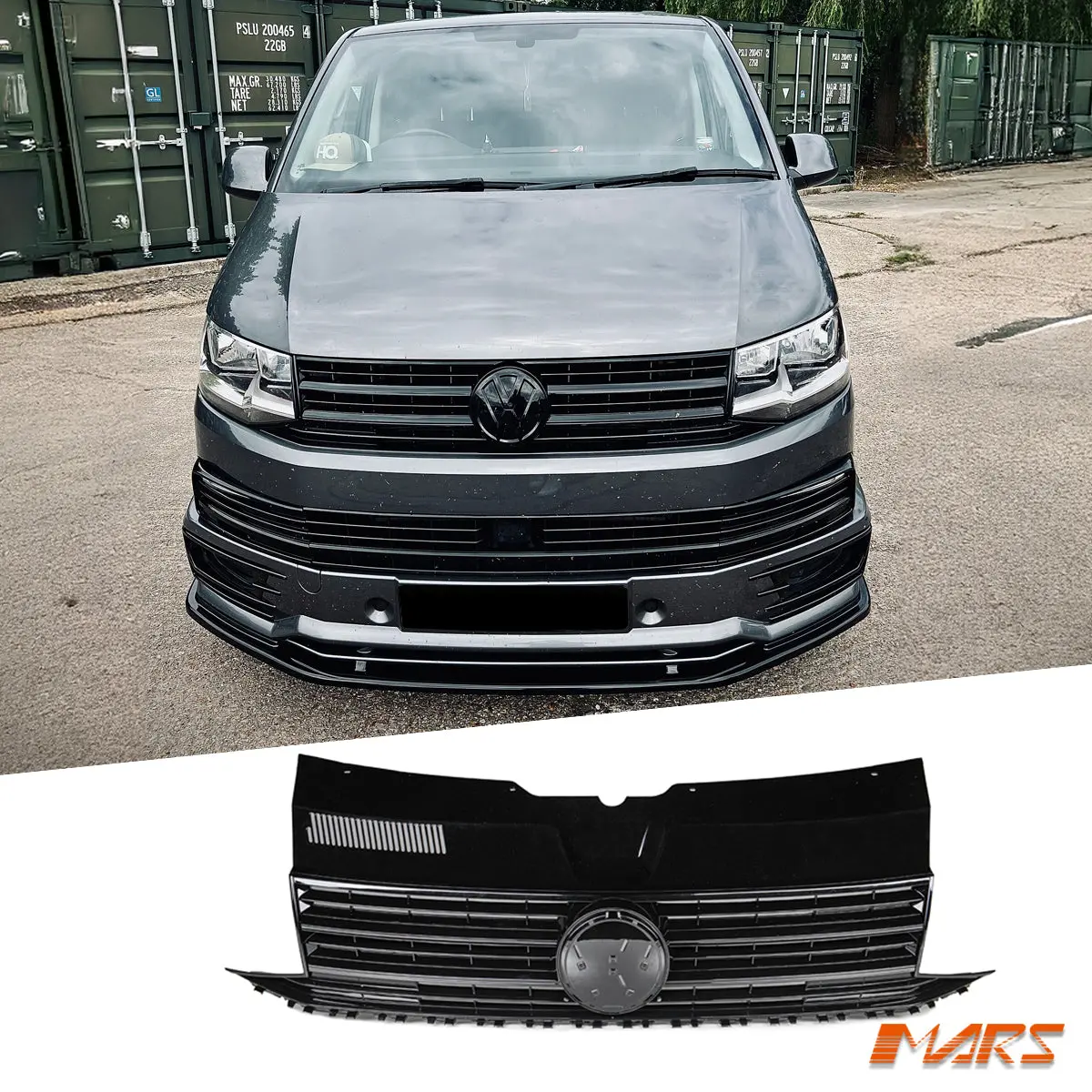 Gloss Black Front Bumper Bar Grille Grill Bodykit For Volkswagen Vw Transporter & Multivan T6 1