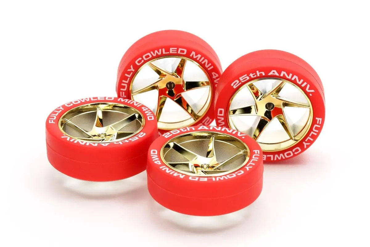 Tamiya 95505 Jr Red Tires/Gold Pl Wheels Fully Cowled/25Th Anniversary 1