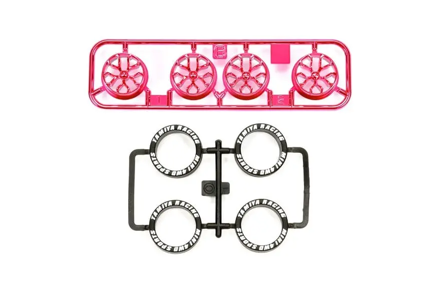 Tamiya 95529 Jr Lp Tire/Plated Wheel Set Pink Plated (Y-Spoke) 1