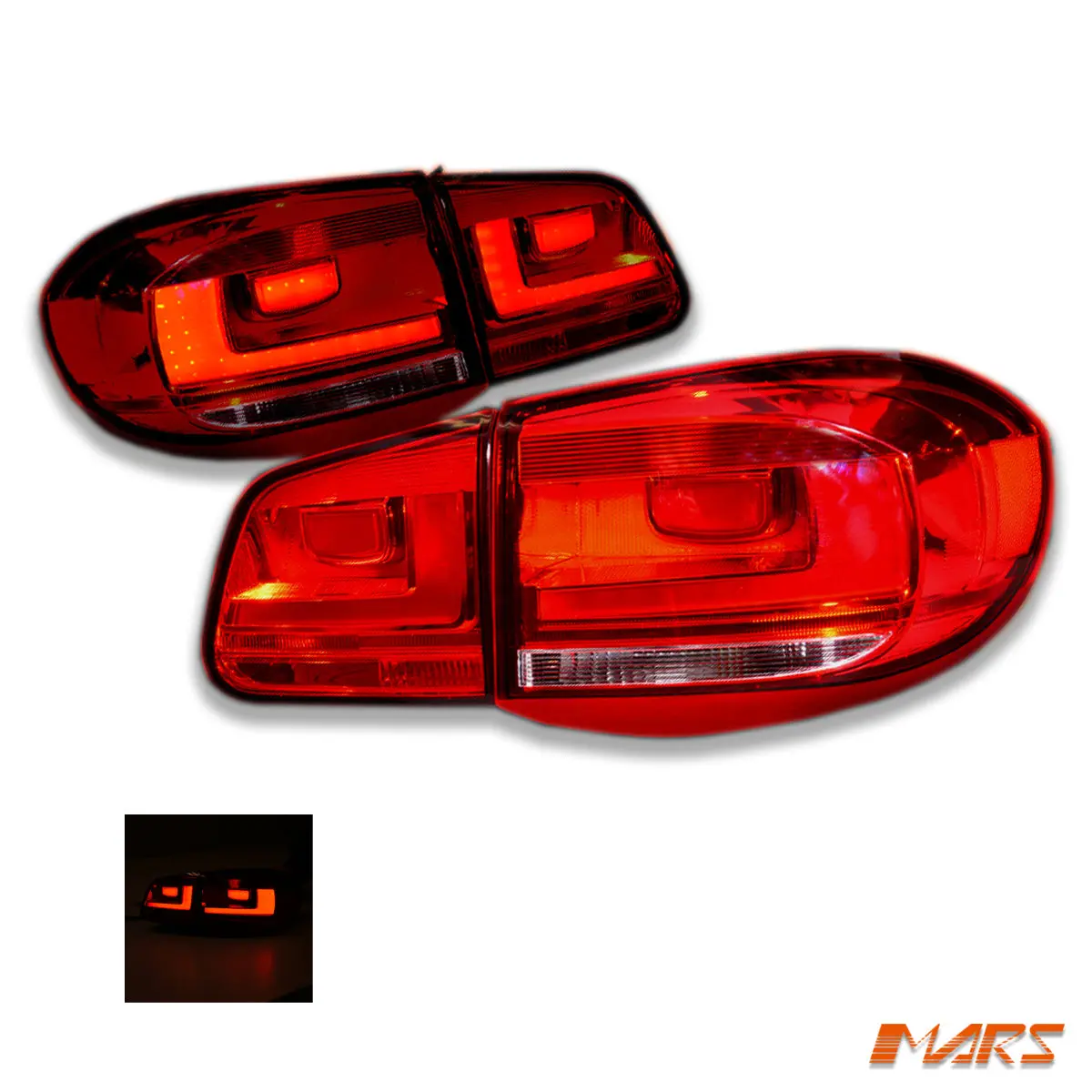 Clear Red Update Style Led 3D Stripe Bar Tail Lights For Volkswagen Vw Tiguan 5N 2008-2011 1