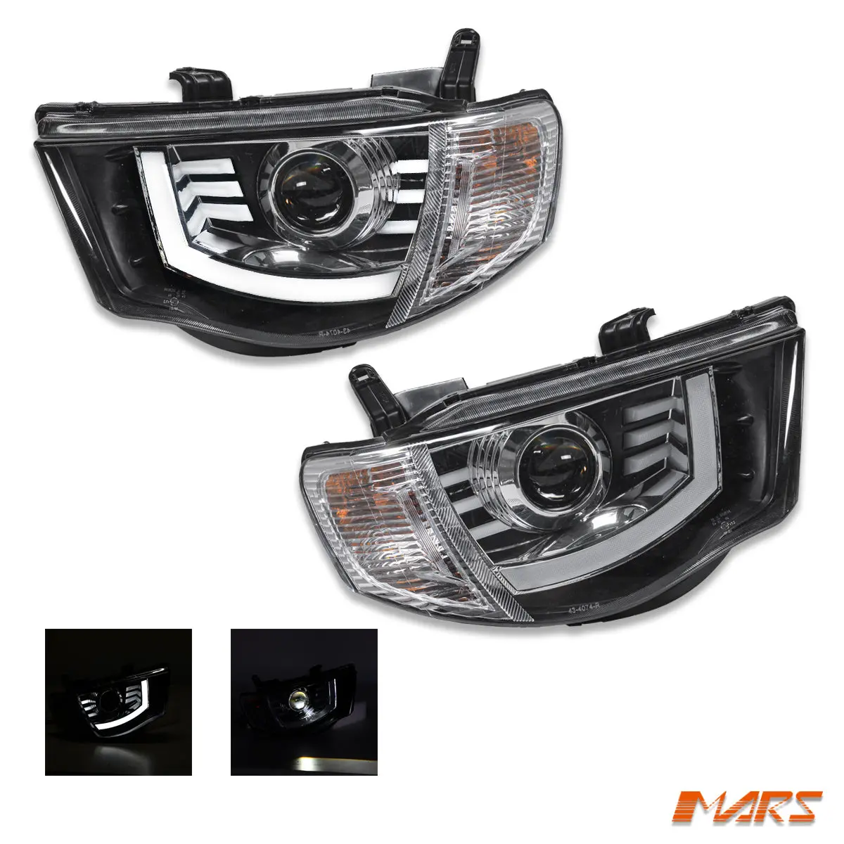 Black High Power Led Drl Projector Head Lights For Mitsubishi Triton Ml Mn 2006-2015 1