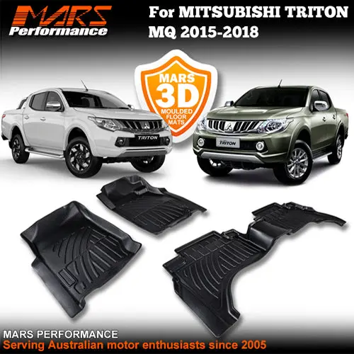 Tpe 3D Moulded Car Floor Mats For Mitsubishi Triton Dual Cab Mq 2015-2018 1