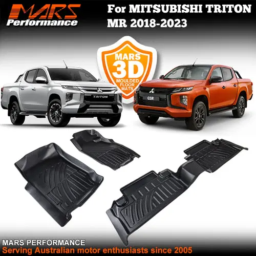 Tpe 3D Moulded Car Floor Mats For Mitsubishi Triton Dual Cab Mr 2018-2023 1