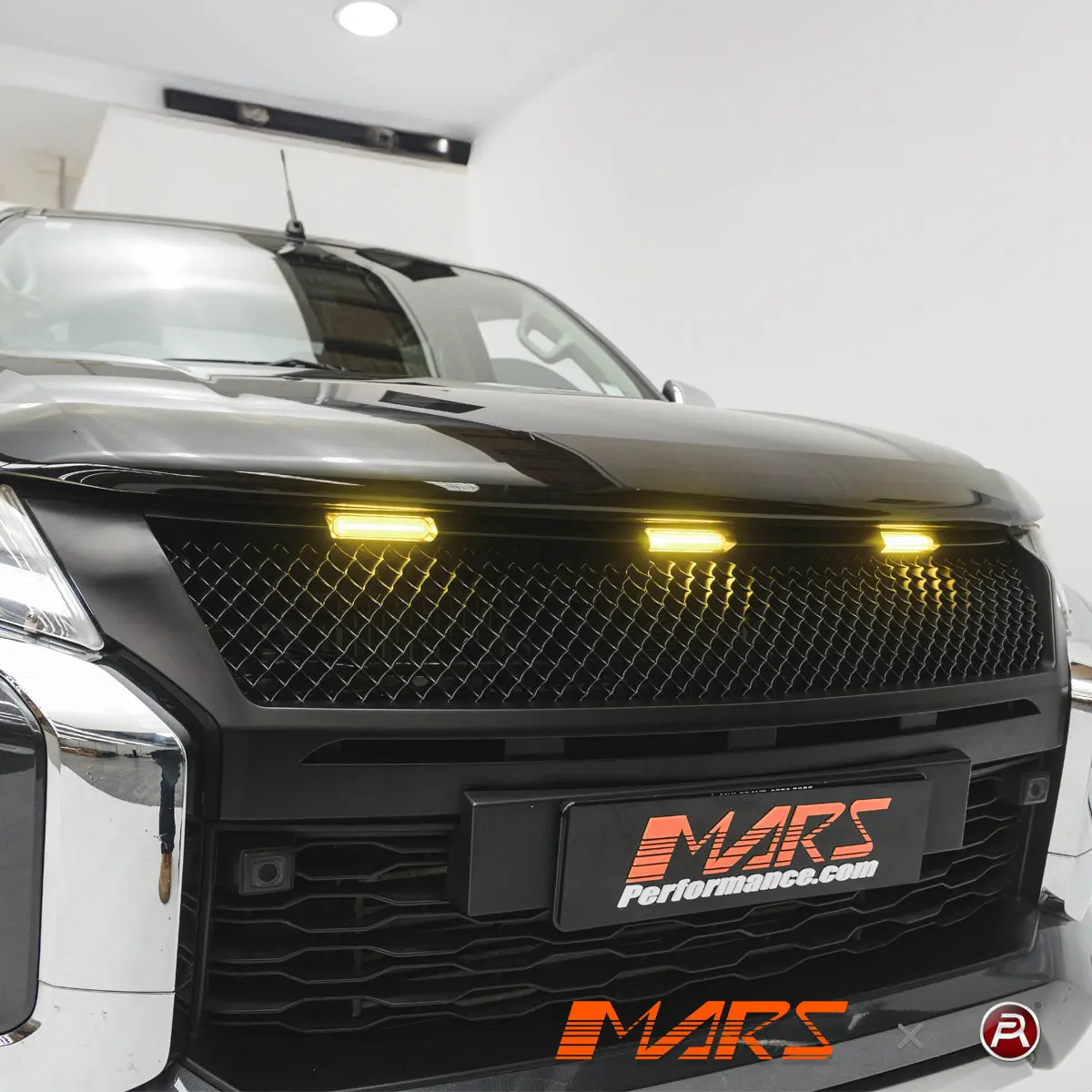 Matt Black Front Bumper Bar Upper Grille Grill Mesh Bodykit With Led Drl For Mitsubishi Triton Mr 2018-2023 1