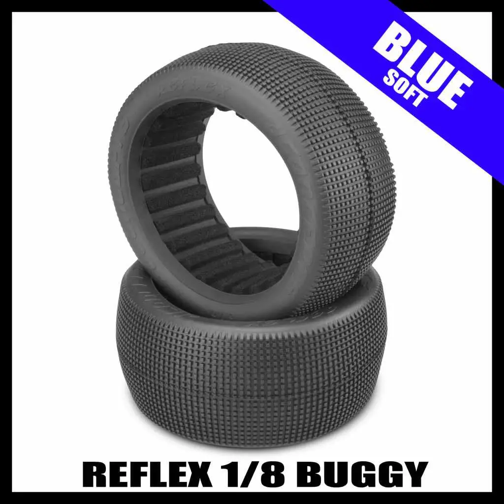 Jconcepts 3121-01 Reflex 1/8 Buggy Tires (2) - Blue (Soft) 1