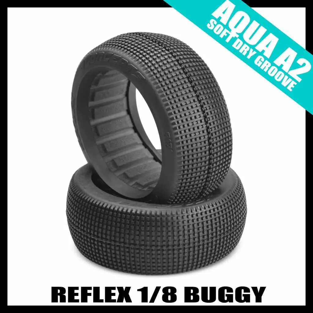 J Concepts 3121-03 Reflex 1/8 Buggy Tires (2) - Aqua A2 (Soft Longwear) 1