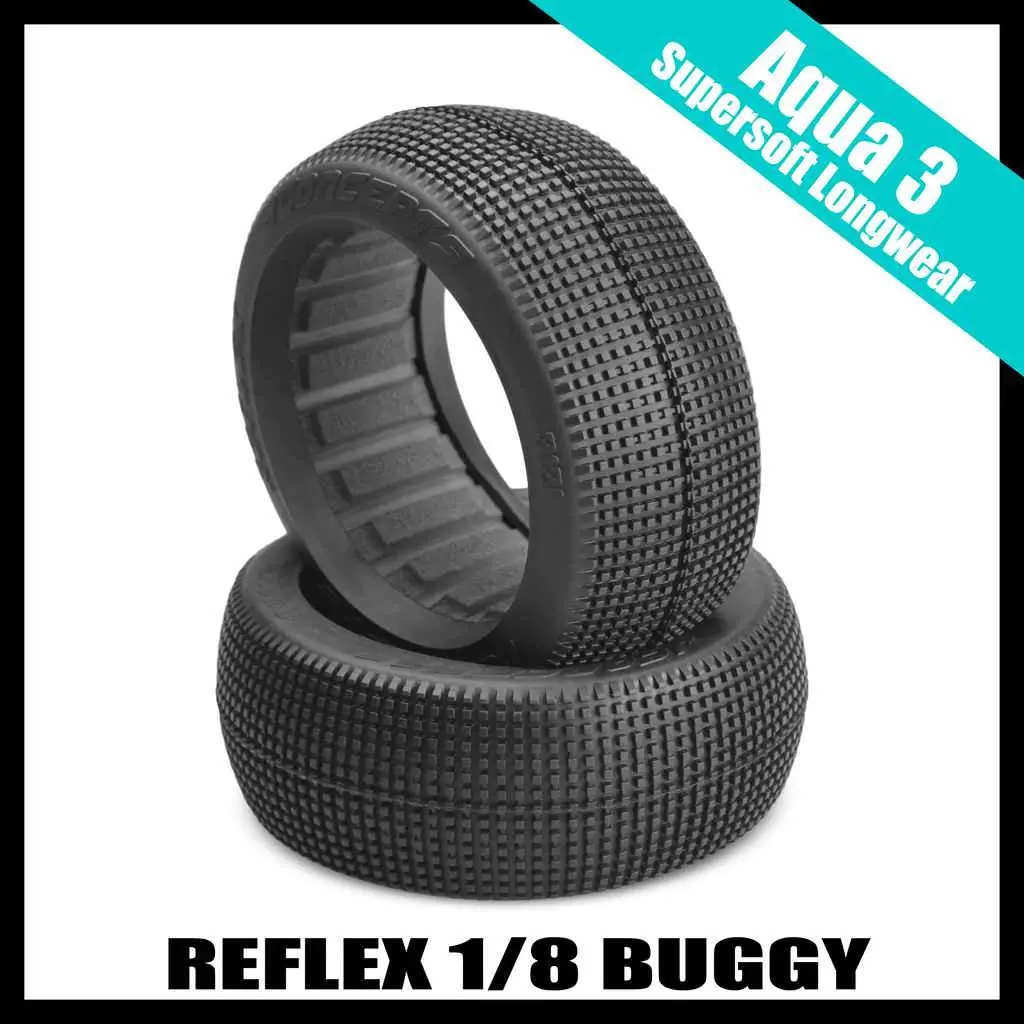 J Concepts 3121-04 Reflex 1/8 Buggy Tires (2) - Aqua A3 (Supersoft Longwear) 1