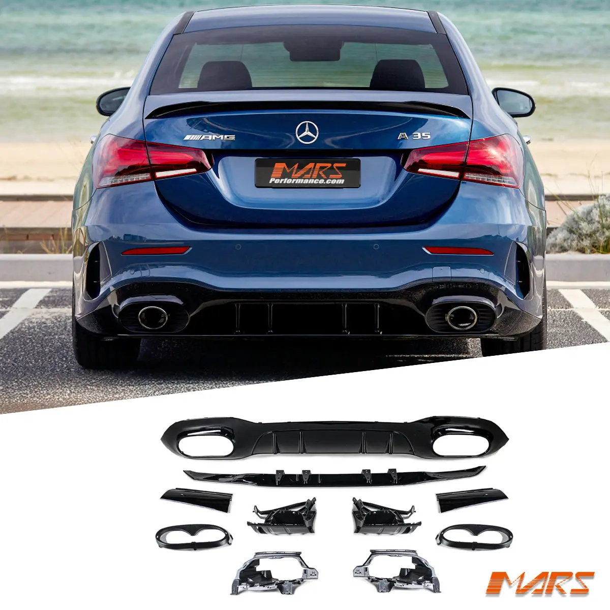 A45-S Style Rear Bumper Bar Diffuser Bodykit For Mercedes-Benz A-Class W177 V177 Sedan & A35 Amg 2018-2025 1