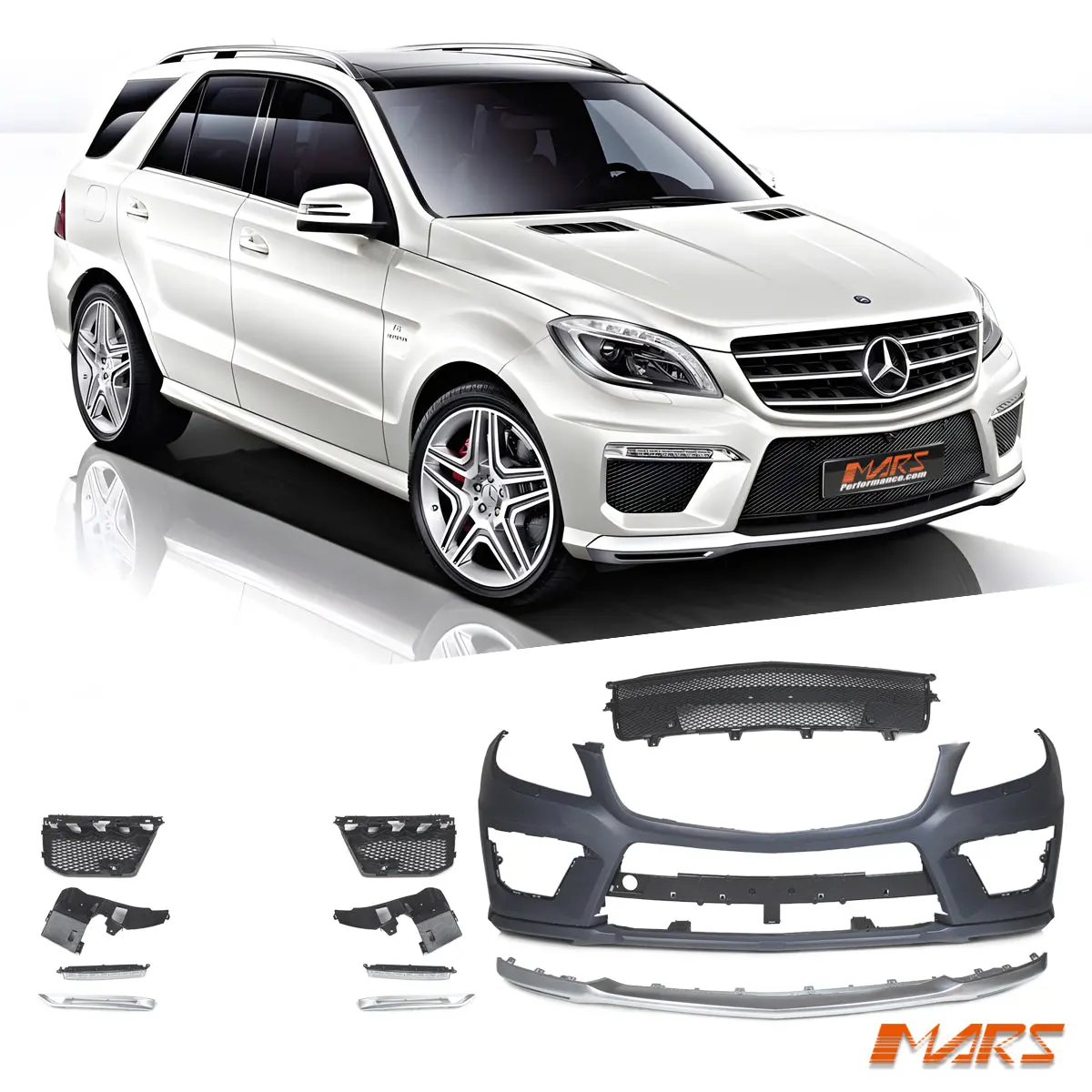 Ml63 Amg Style Front Bumper Bar Bodykit & Drl Lights For Mercedes-Benz Ml Class W166 2012-2015 1