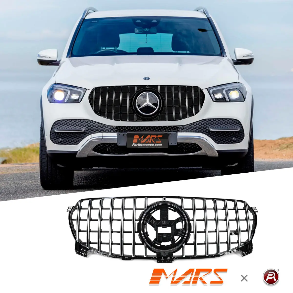 Gle63 Panamericana Style Front Grille Grill For Mercedes-Benz Gle-Class W167 V167 Hatch -Non Amg Bumper Bar 1