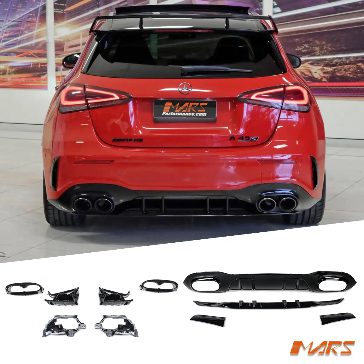 A45-S Style Rear Bumper Bar Diffuser Bodykit For Mercedes-Benz A-Class W177 Hatch & A35 Amg 2018-2025 1
